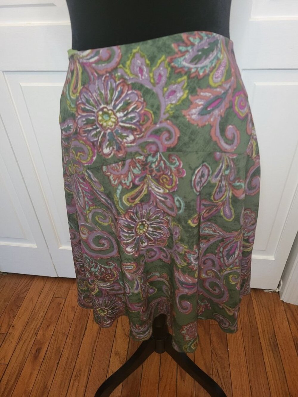 Nine West Green Purple Floral Sheer Slip Skirt 6 Y2k Grungefairy Summer Work
